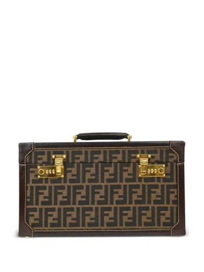 Pre-owned Fendi 1990-2000s Zucca Make-up Box In Brown