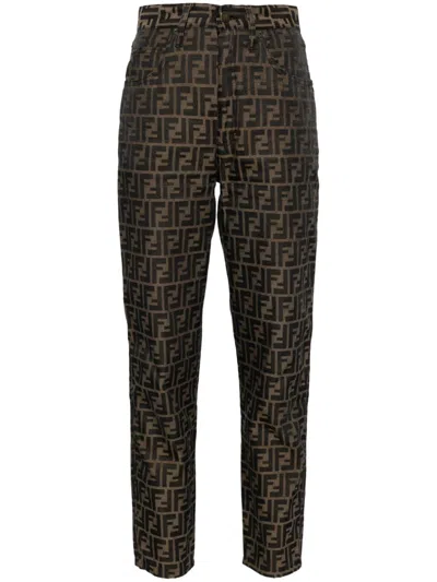 Pre-owned Fendi 1990-2000s Zucca Pants In Brown