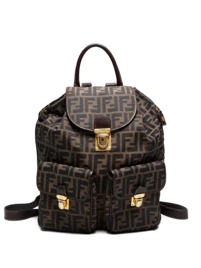 Pre-owned Fendi 1990-2000s Zucca-pattern Backpack In Brown