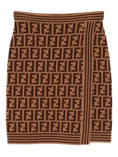 Pre-owned Fendi 1990-2000s Zucca Skirt In Brown