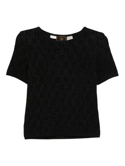 Pre-owned Fendi 1990-2000s Zucca Top In Black