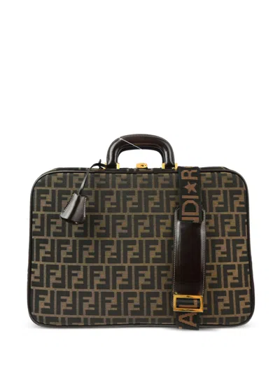 Pre-owned Fendi 1990-2000s Zucca Two-way Briefcase In Brown