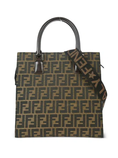 Pre-owned Fendi 1990-2000s Zucca Two-way Handbag In Brown