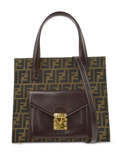 Pre-owned Fendi 1990-2000s Zucca Two-way Handbag In Brown