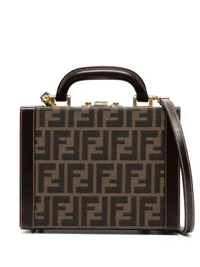 Pre-owned Fendi 1990-2000s Zucca Two-way Vanity Bag In Brown