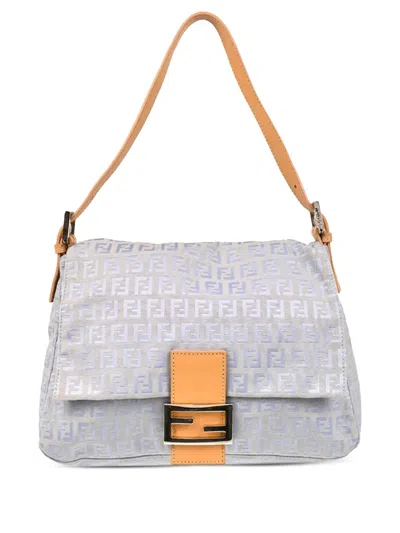 Pre-owned Fendi 1990-2000s Zucchino Mama Baguette Handbag In Blue