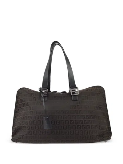 Pre-owned Fendi 1990-2000s Zucchino Tote Bag In Brown