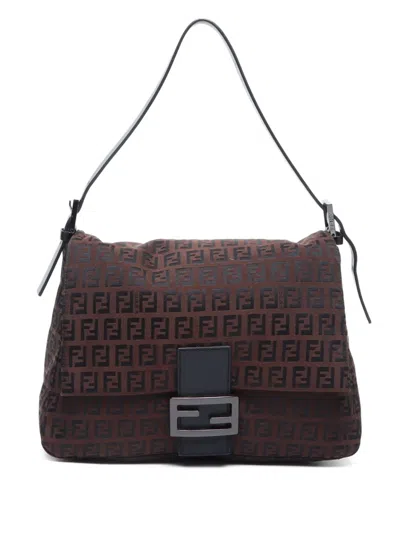 Pre-owned Fendi 1990-20103's Mamma Baguette Shoulder Bag In Brown