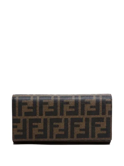 Pre-owned Fendi 1990-2010s Zucca Wallet In Brown