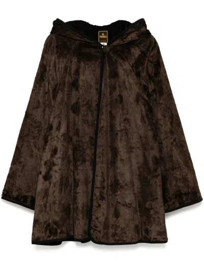 Pre-owned Fendi 1990 Hooded Coat In Brown