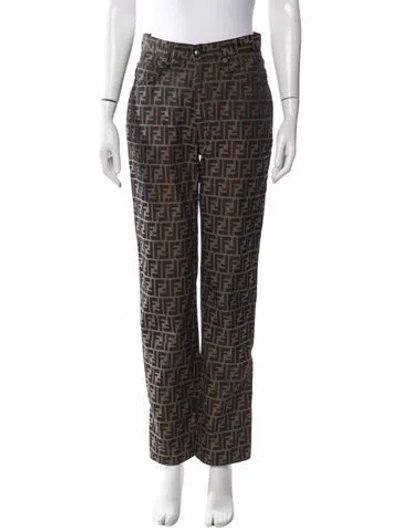 Pre-owned Fendi 1990's Straight Leg Pants In Brown