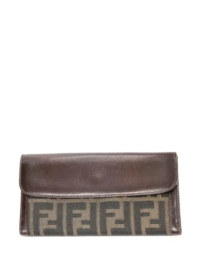 Pre-owned Fendi 1990 Zucca Bi-fold Wallet In Brown