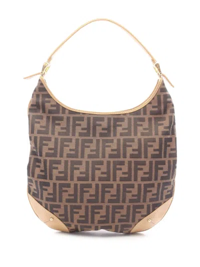 Pre-owned Fendi 1990-2000 Zucca Canvas Hobo Bag In Brown