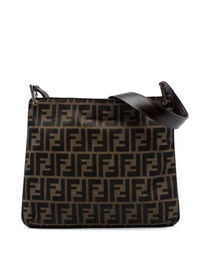 Pre-owned Fendi 1990-2000 Zucca Canvas Shoulder Bag In Brown