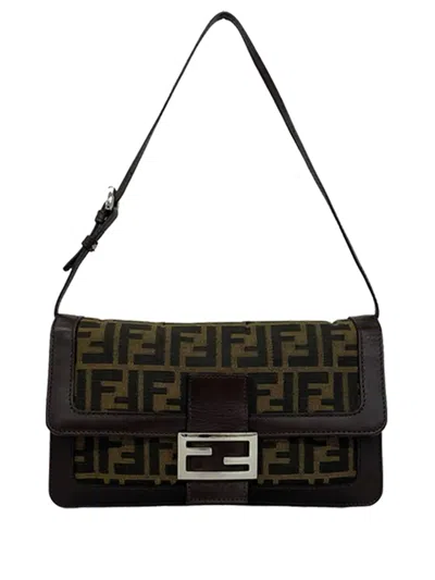 Pre-owned Fendi 1990-2000 Zucca Canvas Shoulder Bag In Brown