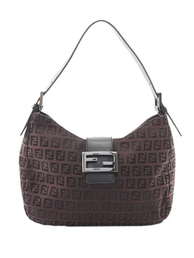 Pre-owned Fendi 1990-2000 Zucchino Canvas Shoulder Bag In Brown