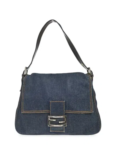 Pre-owned Fendi 1990-2000s Mamma Baguette Tote Bag In Blue