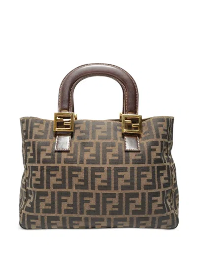 Pre-owned Fendi 1990-2000s Zucca Canvas Handbag In Brown