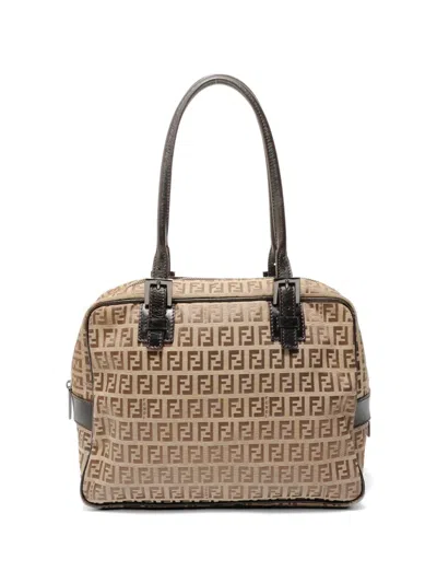 Pre-owned Fendi 1990-2000s Zucchino Canvas Handbag In Brown