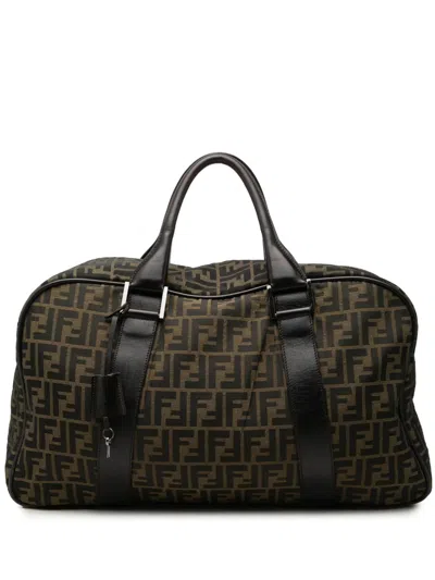 Pre-owned Fendi 1990-2010 Zucca Canvas Travel Bag In Brown