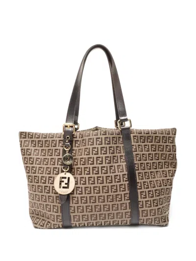 Pre-owned Fendi 1990-2010s Zucchino Canvas Tote Bag In Neutral
