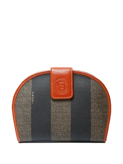 Pre-owned Fendi 1990s-2000s Striped Wallet In Brown