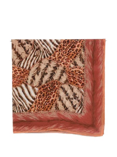 Pre-owned Fendi 1990s Animal-print Scarf In Neutral
