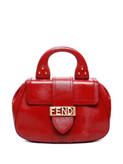 Pre-owned Fendi 1990s Logo Leather Handbag In Red