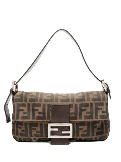 Pre-owned Fendi 1990s Mamma Baguette Shoulder Bag In Neutral