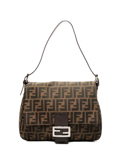 Pre-owned Fendi 1990s Mamma Baguetteshoulder Bag In Brown