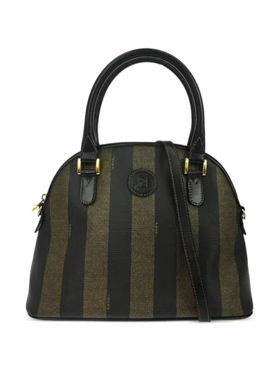 Pre-owned Fendi 1990s Pequin Striped Handbag In Black
