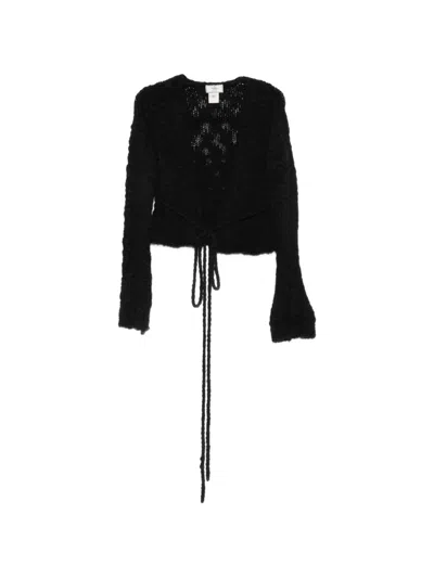 Pre-owned Fendi 1990s Tie-fastening Cardigan In Black