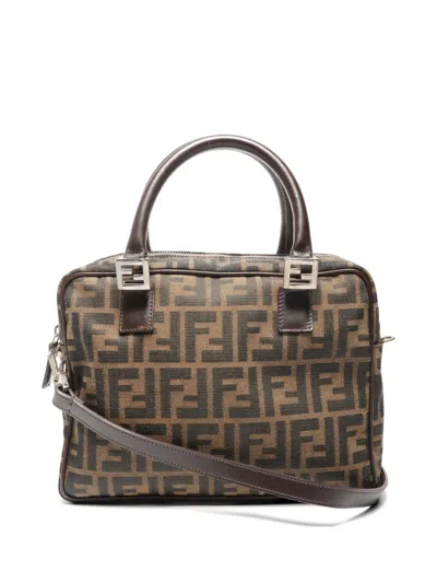 Pre-owned Fendi 1990s Zucca Canvas Handbag In Neutral