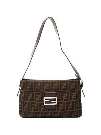 Pre-owned Fendi 1990s Zucca Canvas Shoulder Bag In Brown