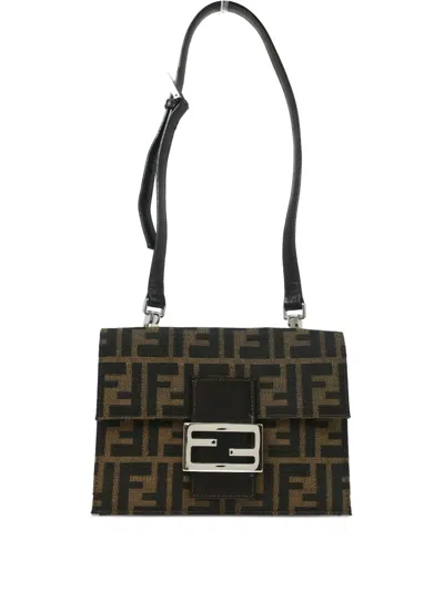 Pre-owned Fendi 1990s Zucca Pattern Shoulder Bag In Brown