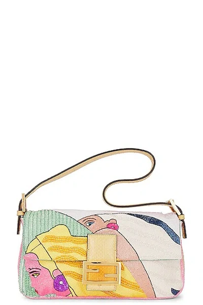 Pre-owned Fendi 1997 Beaded Baguette Shoulder Bag In Multi