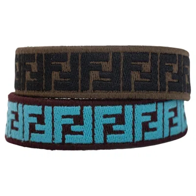 Pre-owned Fendi 2 Monogram Strap Turquoise Nib In Multi