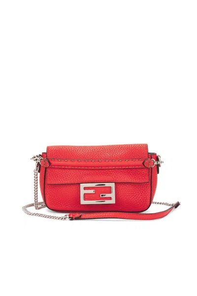 Pre-owned Fendi 2 Way Baguette Shoulder Bag In Red