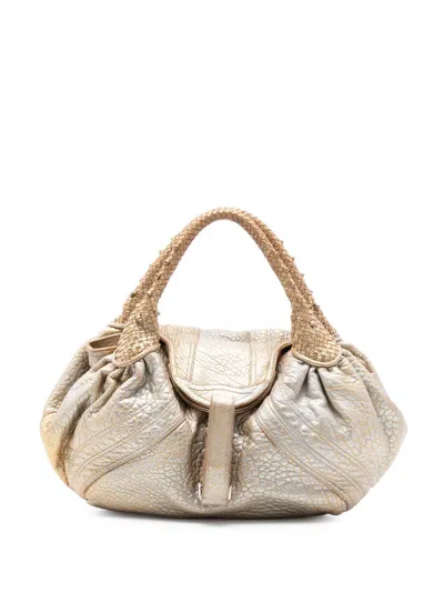 Pre-owned Fendi 2000-2010 Bimetal Nappa Spy Hobo Bag In Gold