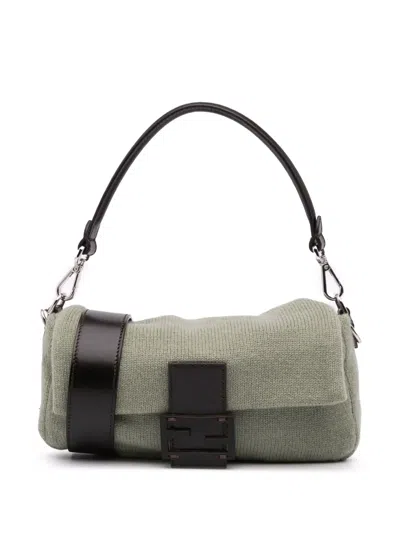 Pre-owned Fendi 2000-2010 Cashmere Baguette Satchel In Green
