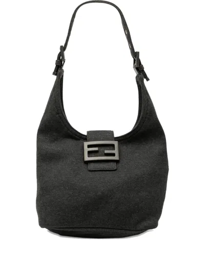 Pre-owned Fendi 2000-2010 Cotton Shoulder Bag In Gray