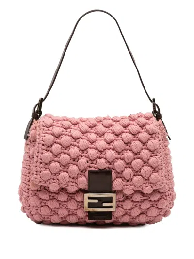 Pre-owned Fendi 2000-2010 Knitted Mamma Forever Shoulder Bag In Pink