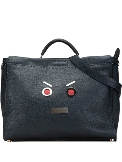 Pre-owned Fendi 2000-2010 Large Leather Peekaboo Iconic Essential Faces Satchel
