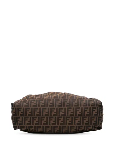 Pre-owned Fendi 2000-2010 Large Zucca Canvas Chef Shoulder Bag In Brown