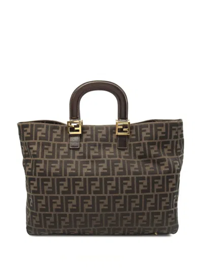 Pre-owned Fendi 2000-2010 Large Zucca Canvas Twins Tote Bag