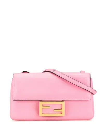 Pre-owned Fendi 2000-2010 Leather Duo Baguette Crossbody Bag In 粉色
