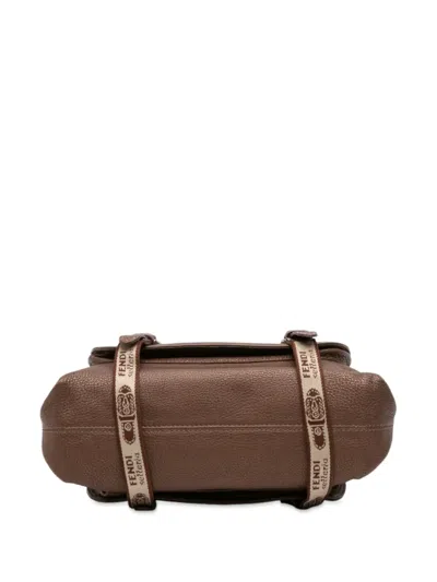 Pre-owned Fendi 2000-2010 Leather Selleria Romano Equestrian Tote Satchel In Brown