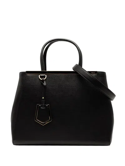 Pre-owned Fendi 2000-2010 Medium Leather 2jours Satchel In Black