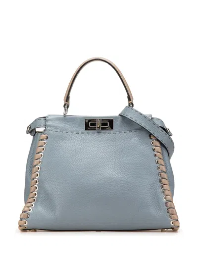 Pre-owned Fendi 2000-2010 Medium Leather Whipstitch Peekaboo Satchel