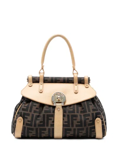 Pre-owned Fendi 2000-2010 Medium Zucca Canvas Magic Tote Bag In Brown